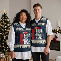 No Kings No Fascists No Tyrants No Nazis 8647 V-Neck Knit Sweater Vest - Wonder Print Shop