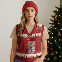 No Kings No Fascists No Tyrants No Nazis 8647 V-Neck Knit Sweater Vest - Wonder Print Shop