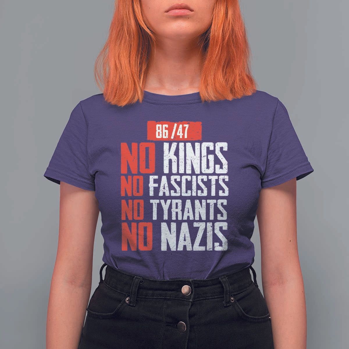 No Kings No Fascists No Tyrants No Nazis 8647 T Shirt For Women - Wonder Print Shop
