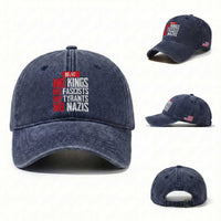 No Kings No Fascists No Tyrants No Nazis 8647 Washed Cotton Baseball Cap