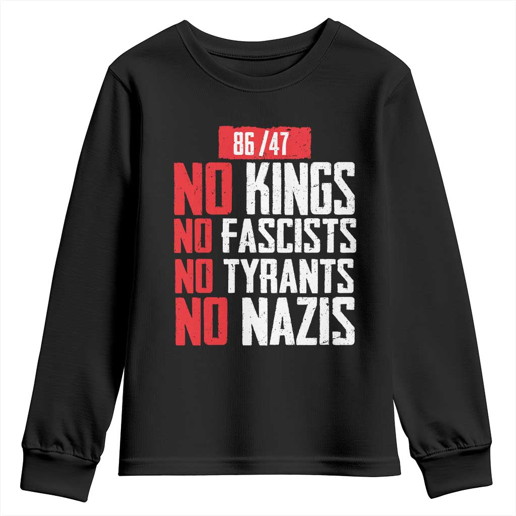 No Kings No Fascists No Tyrants No Nazis 8647 Youth Sweatshirt - Wonder Print Shop