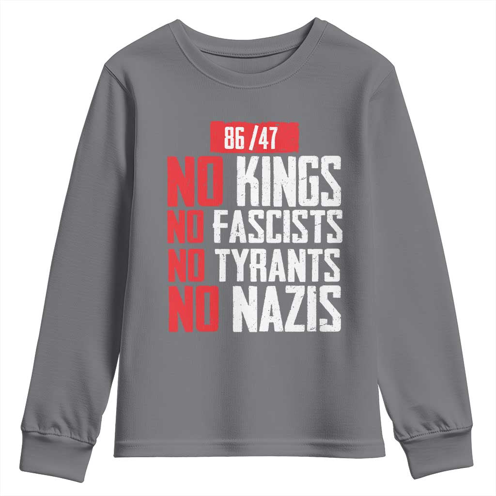 No Kings No Fascists No Tyrants No Nazis 8647 Youth Sweatshirt - Wonder Print Shop