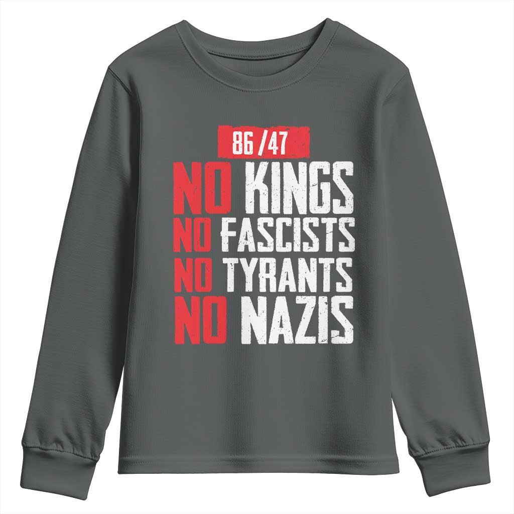 No Kings No Fascists No Tyrants No Nazis 8647 Youth Sweatshirt - Wonder Print Shop