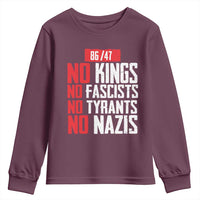 No Kings No Fascists No Tyrants No Nazis 8647 Youth Sweatshirt - Wonder Print Shop