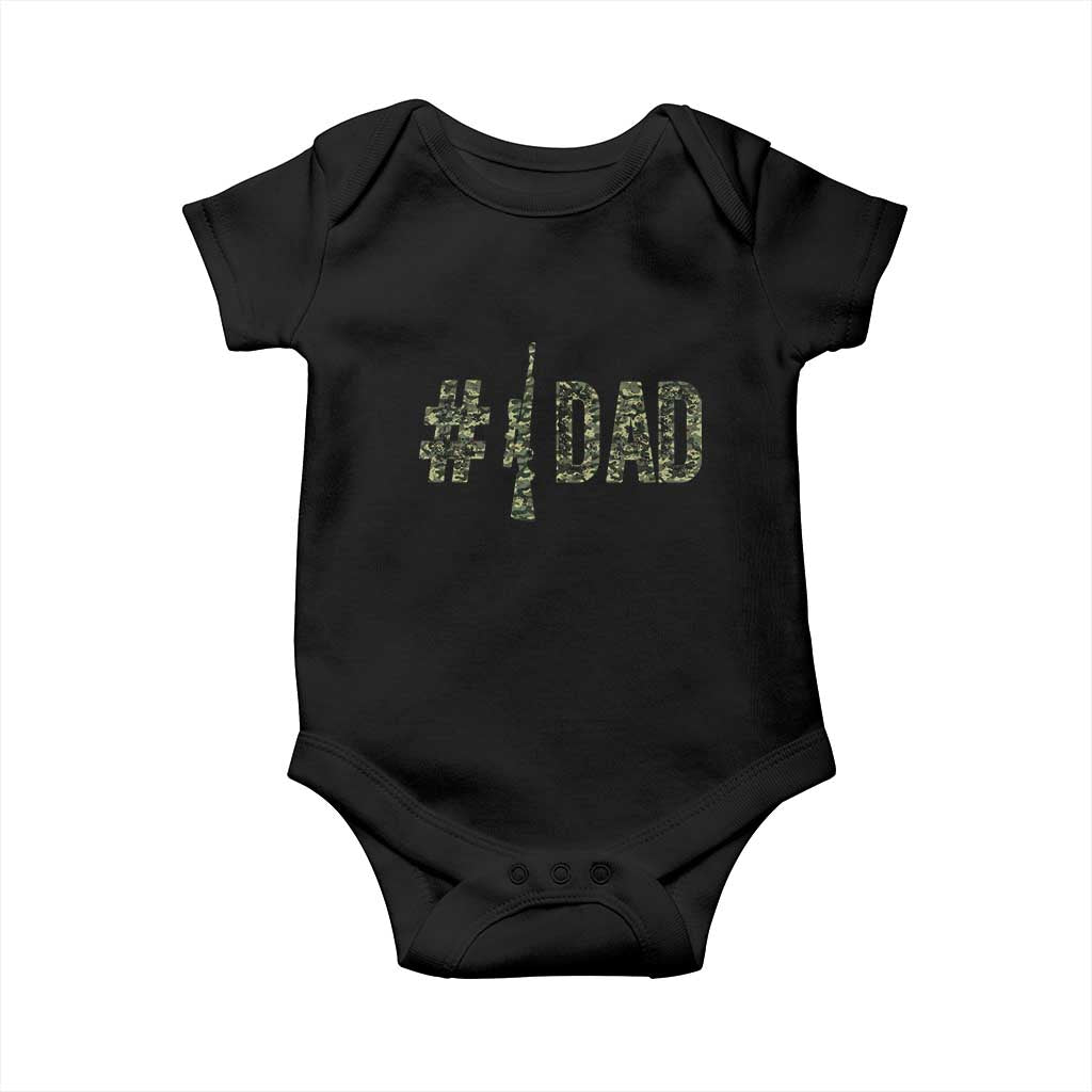 Funny No 1 Hunting Dad Baby Onesie Number One Hunter Fathers Day - Wonder Print Shop