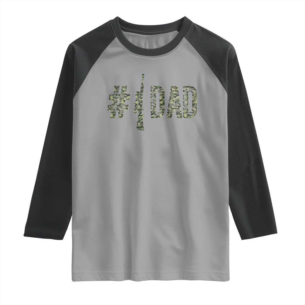 Funny No 1 Hunting Dad Raglan Shirt Number One Hunter Fathers Day - Wonder Print Shop