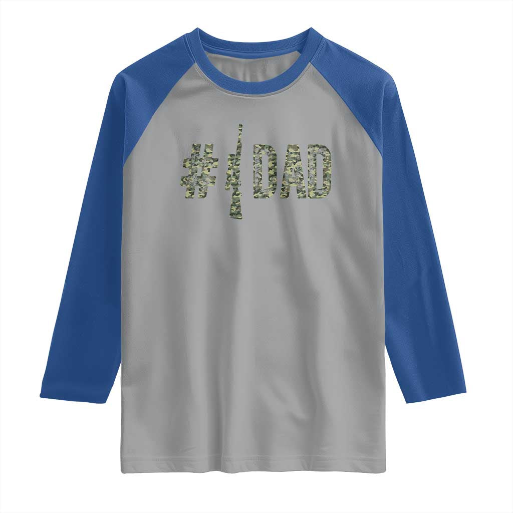 Funny No 1 Hunting Dad Raglan Shirt Number One Hunter Fathers Day - Wonder Print Shop