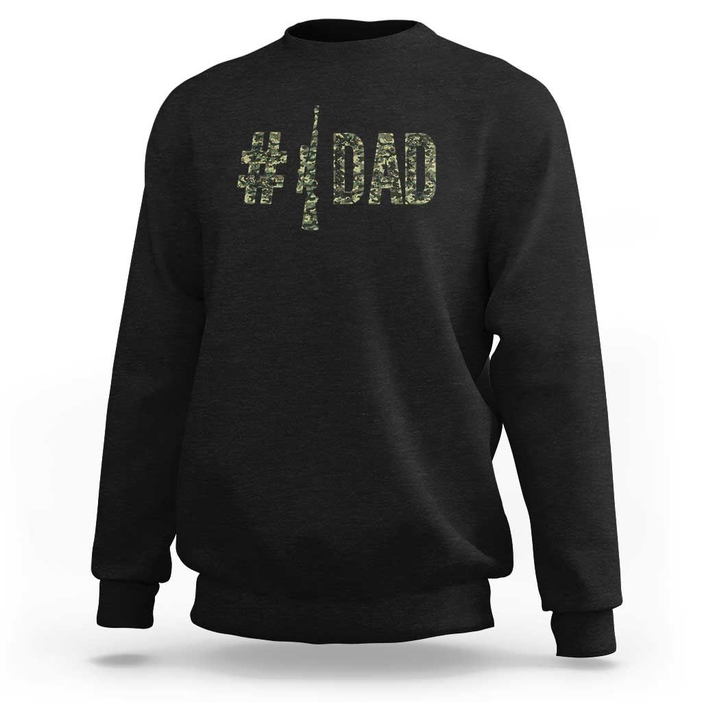 Funny No 1 Hunting Dad Sweatshirt Number One Hunter Fathers Day - Wonder Print Shop