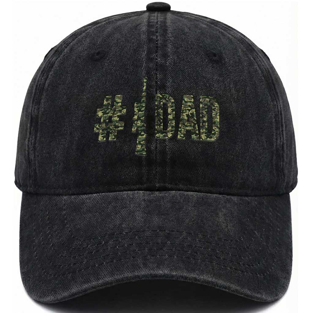 Funny No 1 Hunting Dad Washed Cotton Baseball Cap Number One Hunter Fathers Day