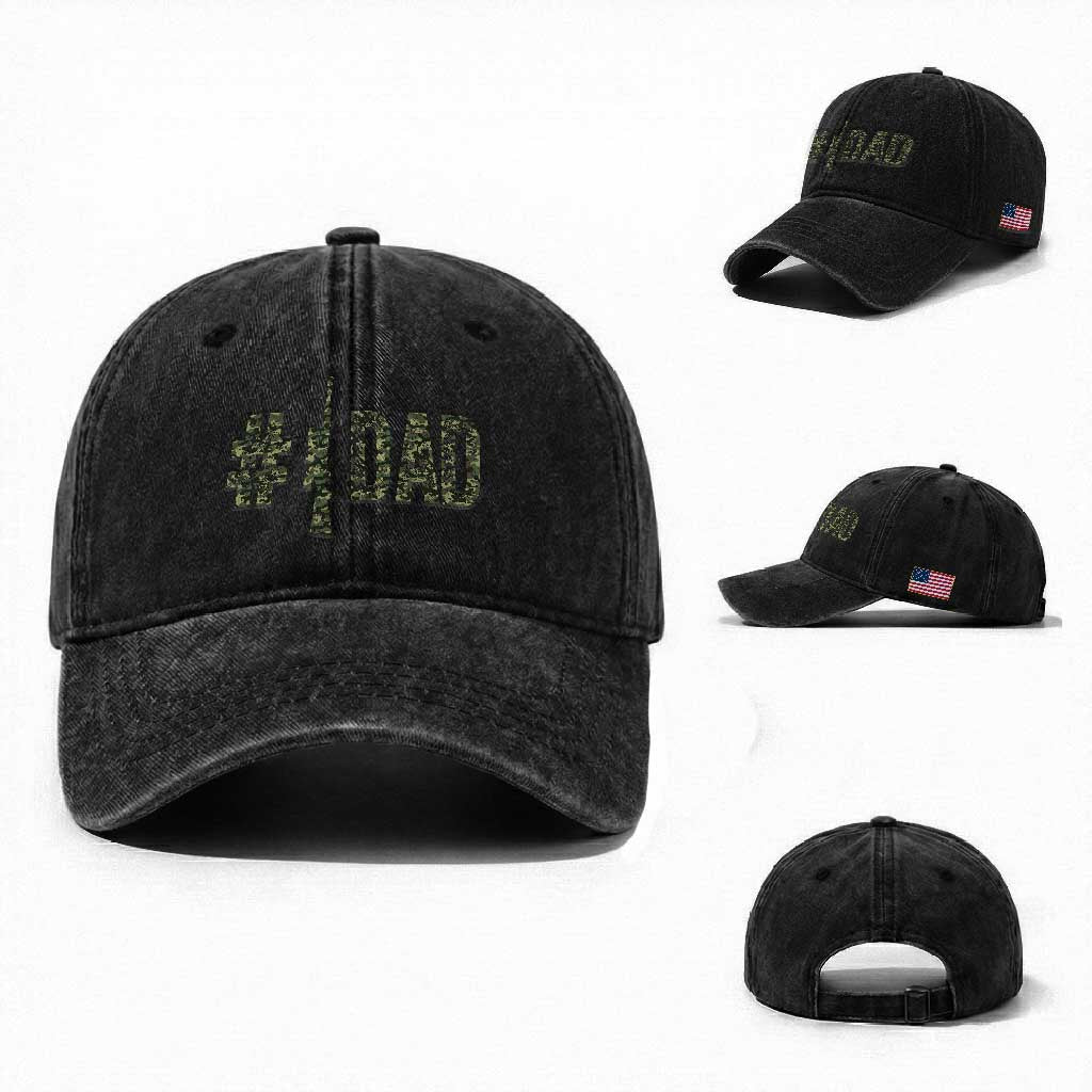 Funny No 1 Hunting Dad Washed Cotton Baseball Cap Number One Hunter Fathers Day