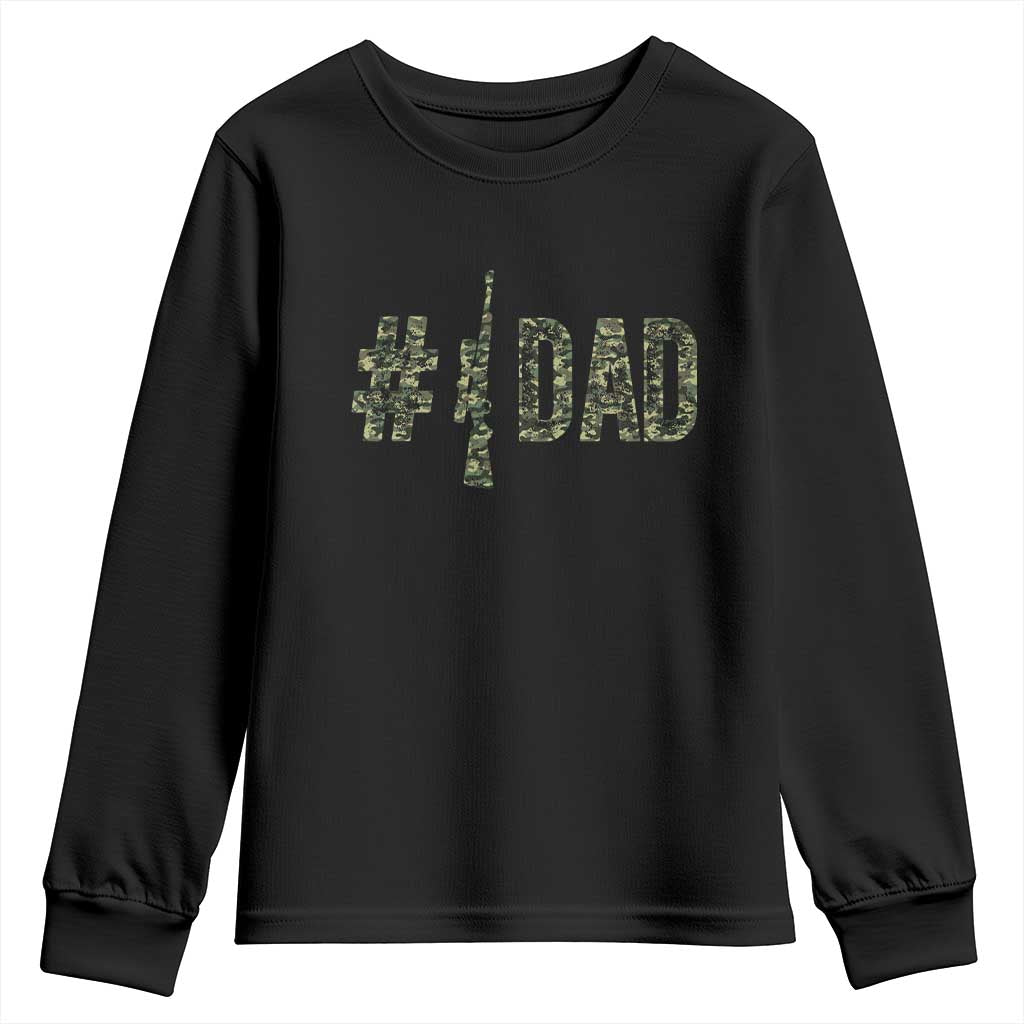 Funny No 1 Hunting Dad Youth Sweatshirt Number One Hunter Fathers Day - Wonder Print Shop