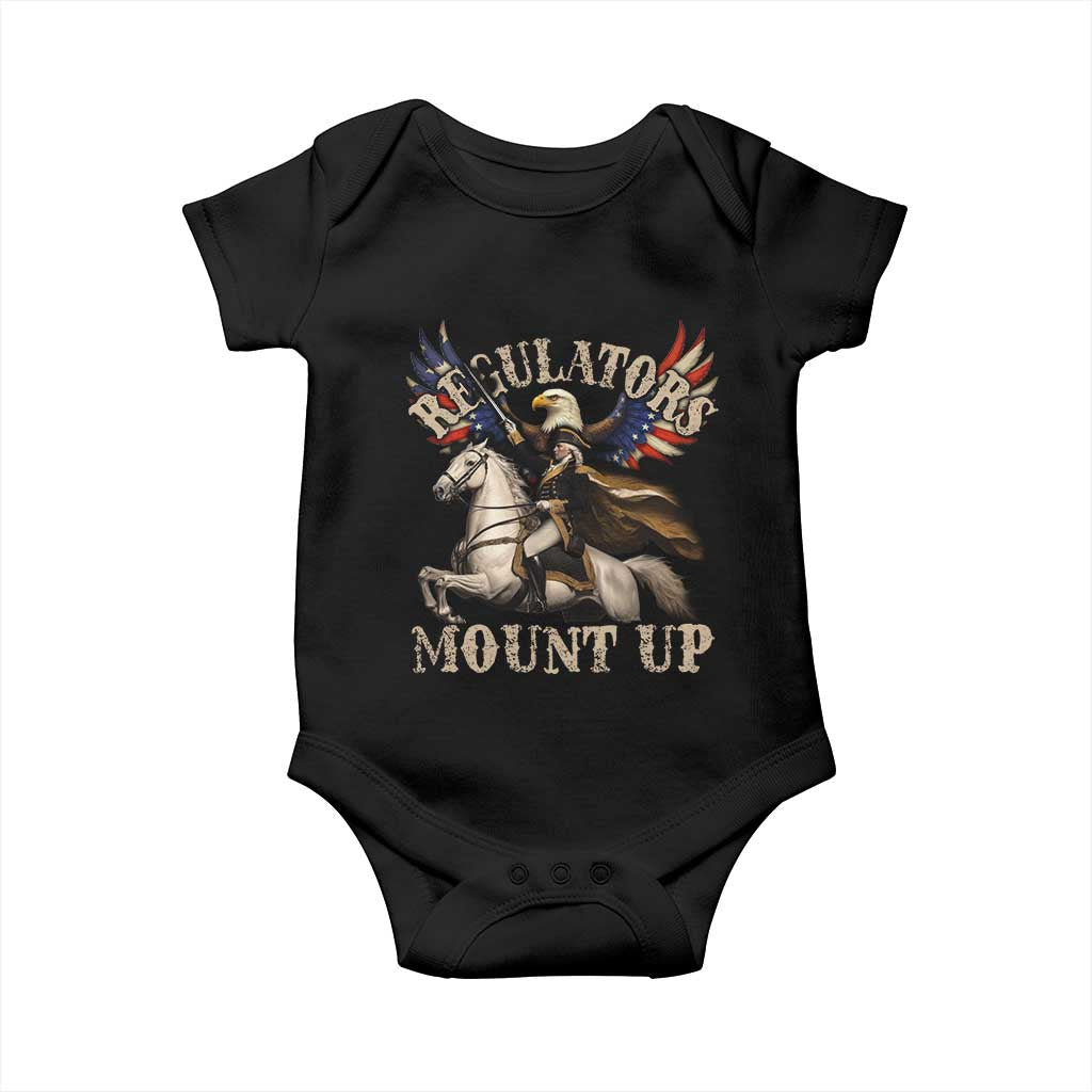 Funny Regulators Mount Up 4th Of July George Washington Baby Onesie American Flag Eagle - Wonder Print Shop