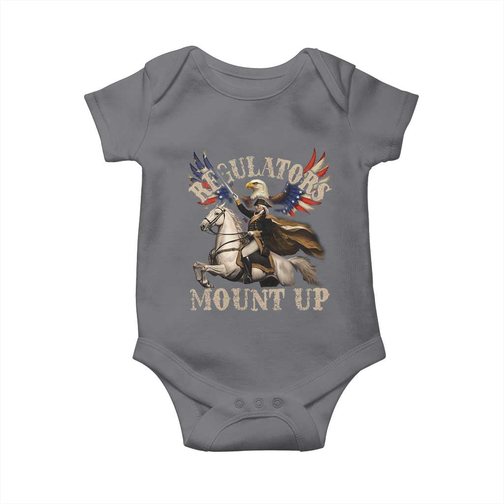 Funny Regulators Mount Up 4th Of July George Washington Baby Onesie American Flag Eagle - Wonder Print Shop