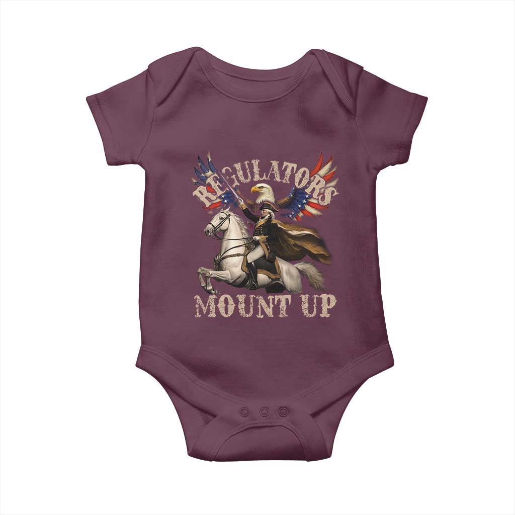 Funny Regulators Mount Up 4th Of July George Washington Baby Onesie American Flag Eagle - Wonder Print Shop