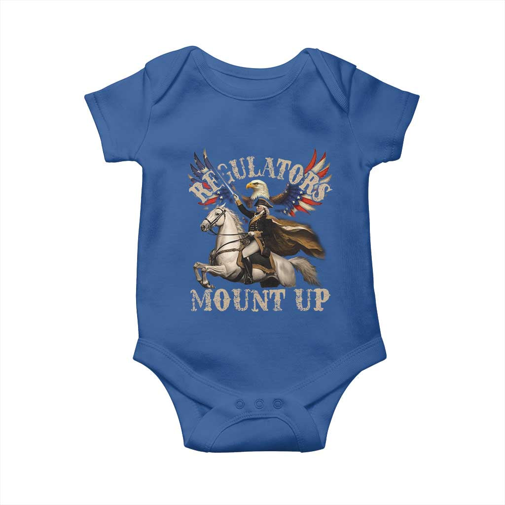 Funny Regulators Mount Up 4th Of July George Washington Baby Onesie American Flag Eagle - Wonder Print Shop