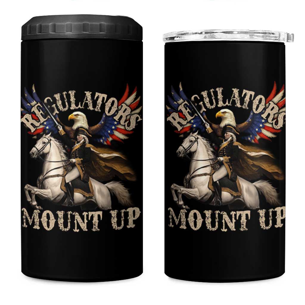 Funny Regulators Mount Up 4th Of July George Washington 4 in 1 Can Cooler Tumbler American Flag Eagle - Wonder Print Shop