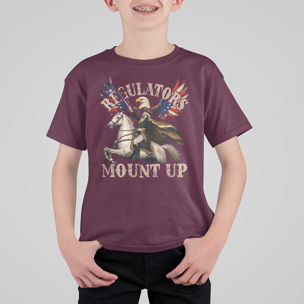Funny Regulators Mount Up 4th Of July George Washington T Shirt For Kid American Flag Eagle - Wonder Print Shop