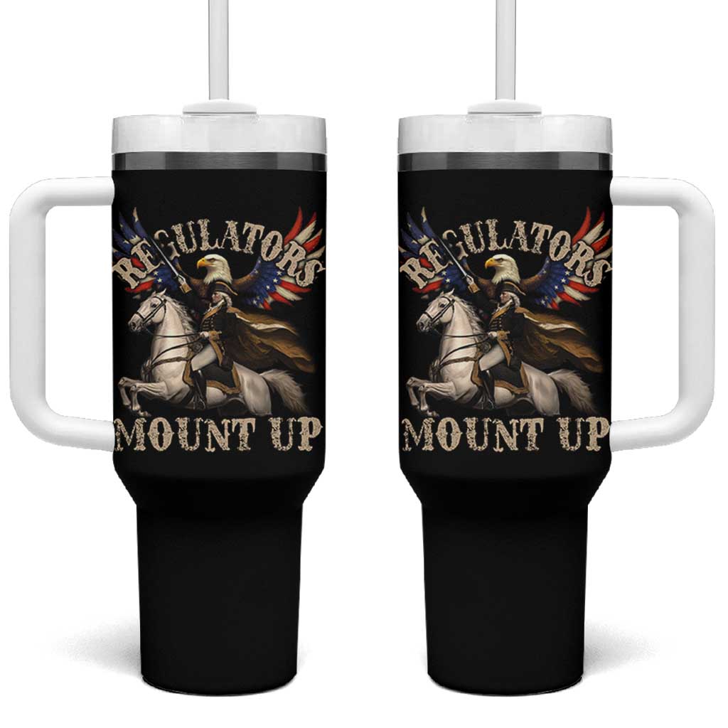 Funny Regulators Mount Up 4th Of July George Washington Tumbler With Handle American Flag Eagle - Wonder Print Shop