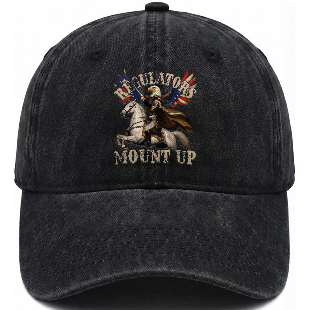 Funny Regulators Mount Up 4th Of July George Washington Washed Cotton Baseball Cap American Flag Eagle
