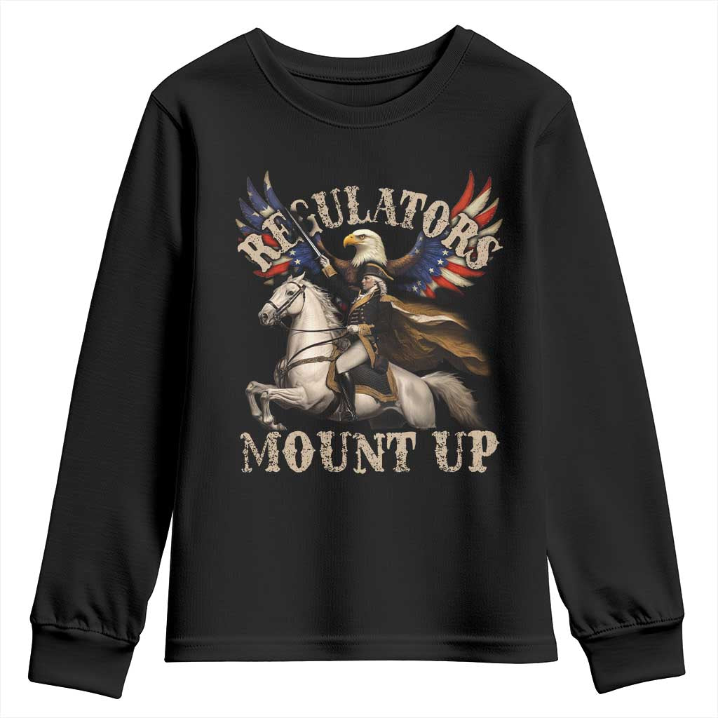 Funny Regulators Mount Up 4th Of July George Washington Youth Sweatshirt American Flag Eagle - Wonder Print Shop