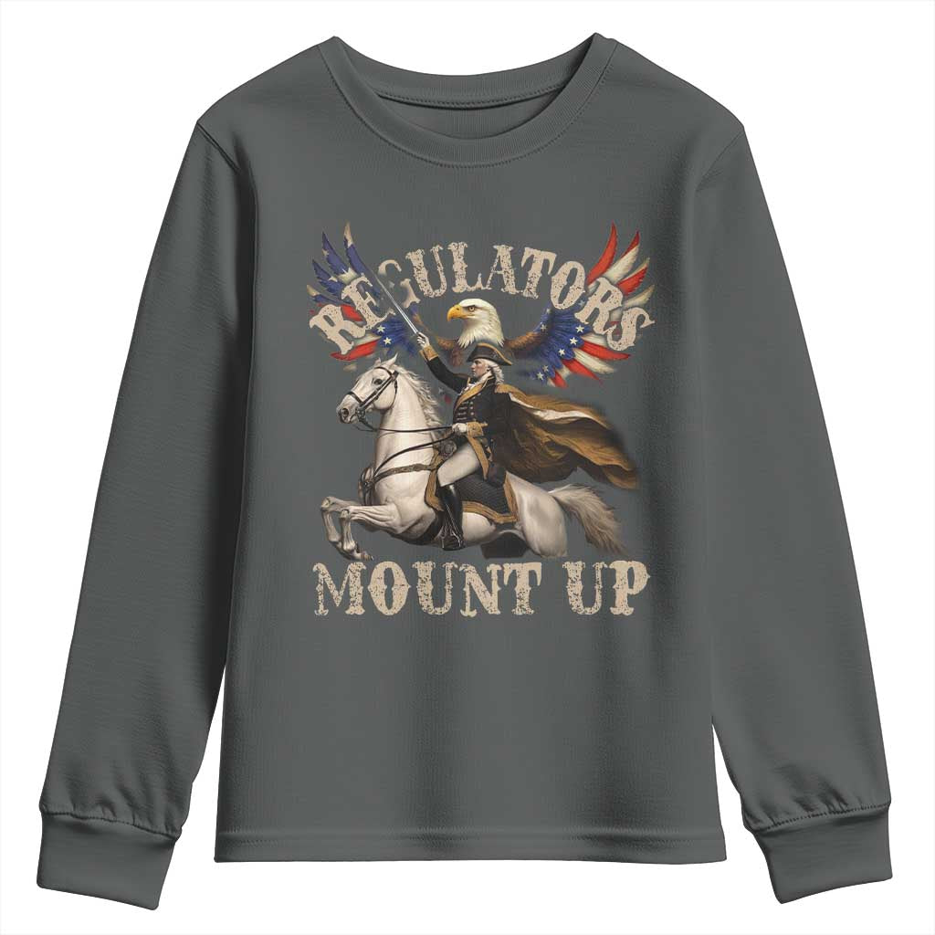 Funny Regulators Mount Up 4th Of July George Washington Youth Sweatshirt American Flag Eagle - Wonder Print Shop