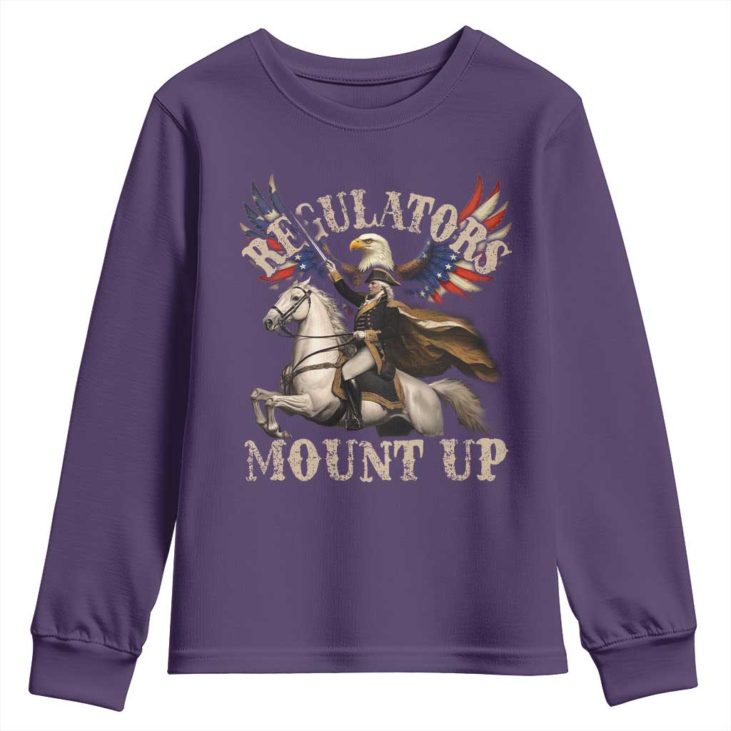 Funny Regulators Mount Up 4th Of July George Washington Youth Sweatshirt American Flag Eagle - Wonder Print Shop