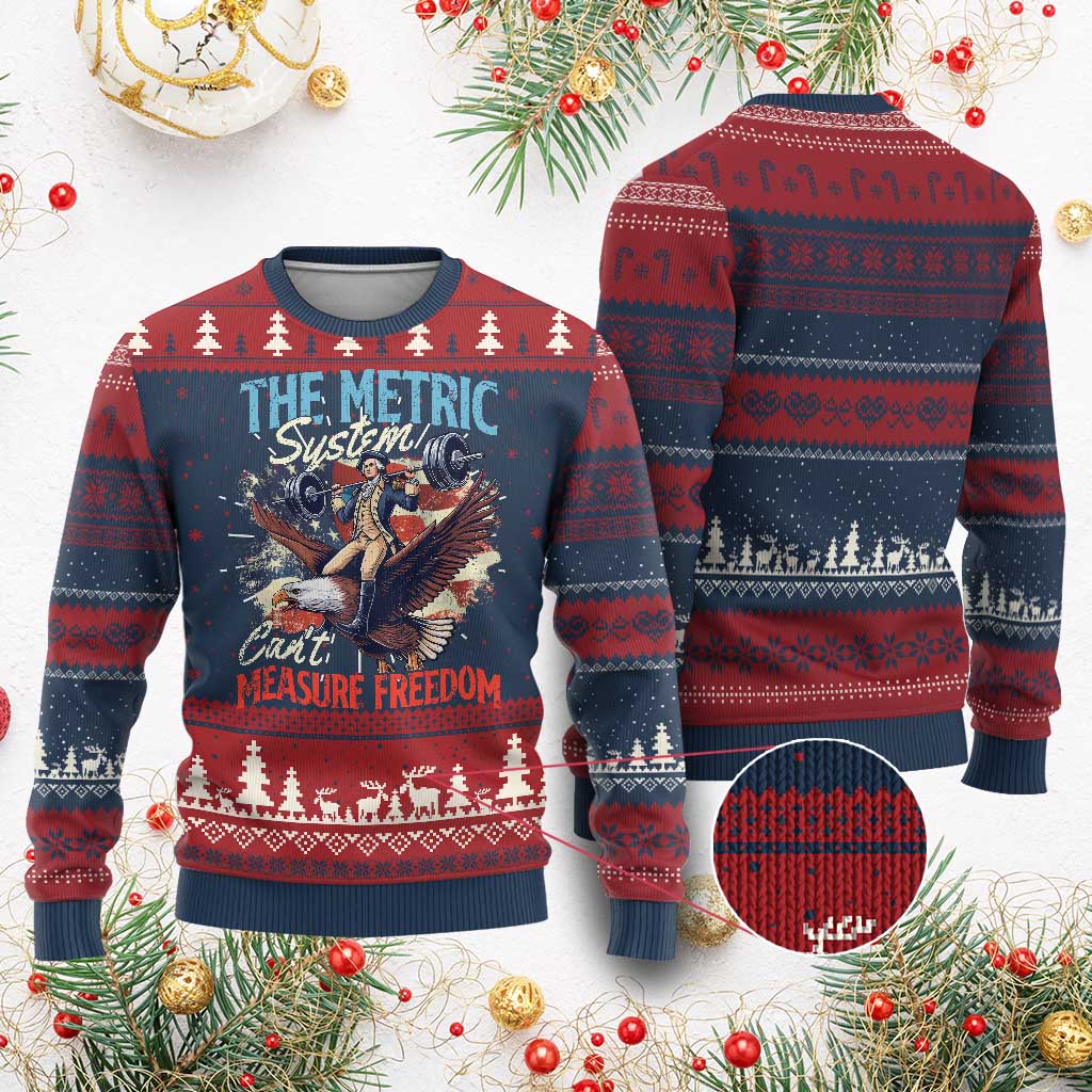 Funny The Metric System Can't Measure Freedom 4th Of July Knitted Sweatshirt - Wonder Print Shop