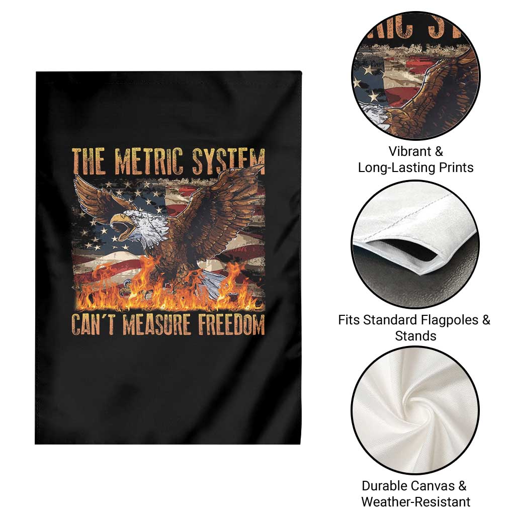 Funny The Metric System Can't Measure Freedom Garden Flag 4th of July Fire Eagle USA Flag Meme - Wonder Print Shop