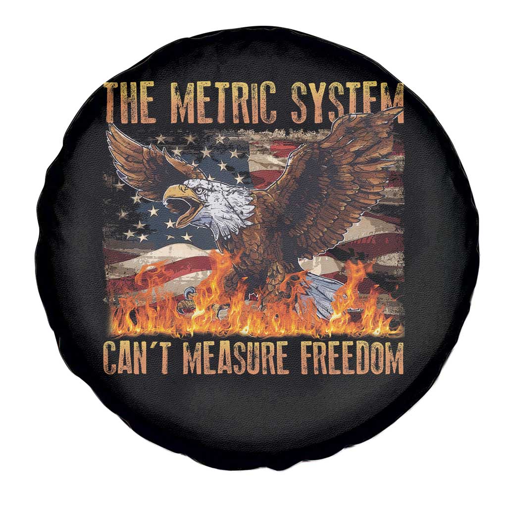 Funny The Metric System Can't Measure Freedom Spare Tire Cover 4th of July Fire Eagle USA Flag Meme - Wonder Print Shop