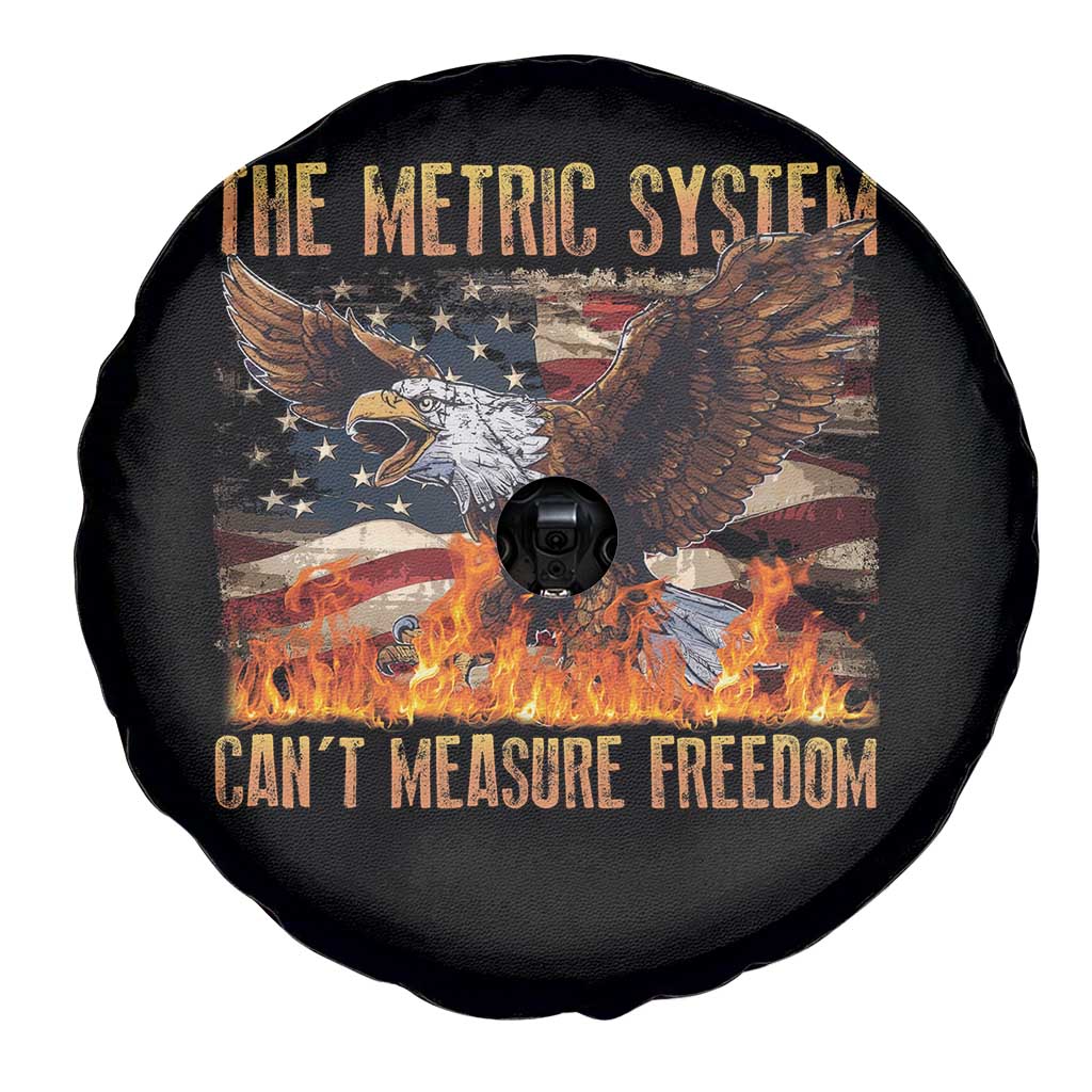 Funny The Metric System Can't Measure Freedom Spare Tire Cover 4th of July Fire Eagle USA Flag Meme - Wonder Print Shop