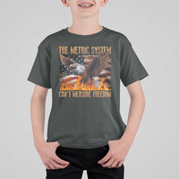 Funny The Metric System Can't Measure Freedom T Shirt For Kid 4th of July Fire Eagle USA Flag Meme - Wonder Print Shop