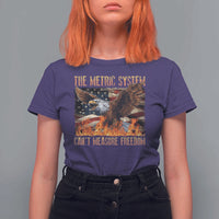 Funny The Metric System Can't Measure Freedom T Shirt For Women 4th of July Fire Eagle USA Flag Meme - Wonder Print Shop