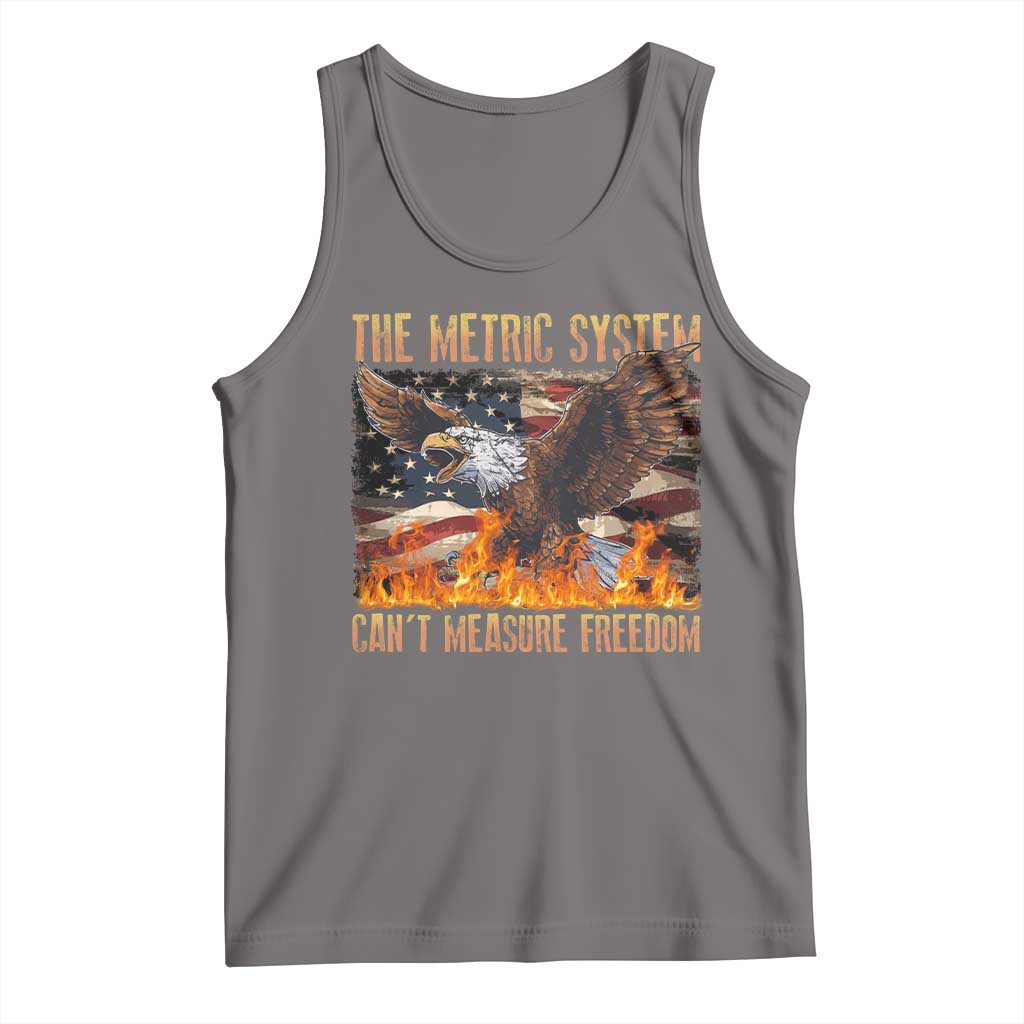 Funny The Metric System Can't Measure Freedom Tank Top 4th of July Fire Eagle USA Flag Meme - Wonder Print Shop
