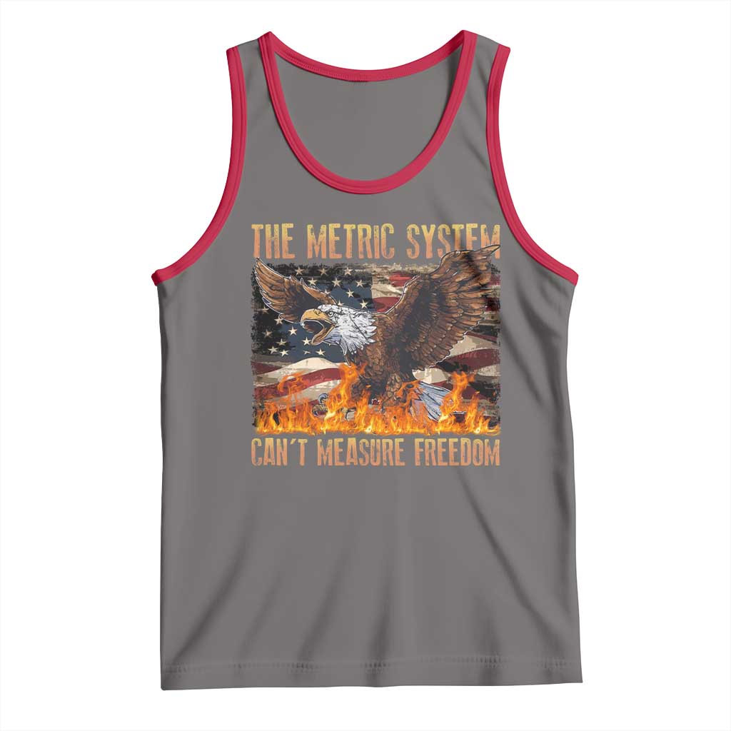 Funny The Metric System Can't Measure Freedom Tank Top 4th of July Fire Eagle USA Flag Meme - Wonder Print Shop