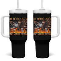 Funny The Metric System Can't Measure Freedom Tumbler With Handle 4th of July Fire Eagle USA Flag Meme - Wonder Print Shop