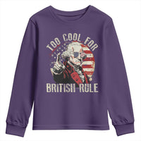 Funny Too Cool For British Rule Youth Sweatshirt George Washington USA American Flag 4th of July - Wonder Print Shop