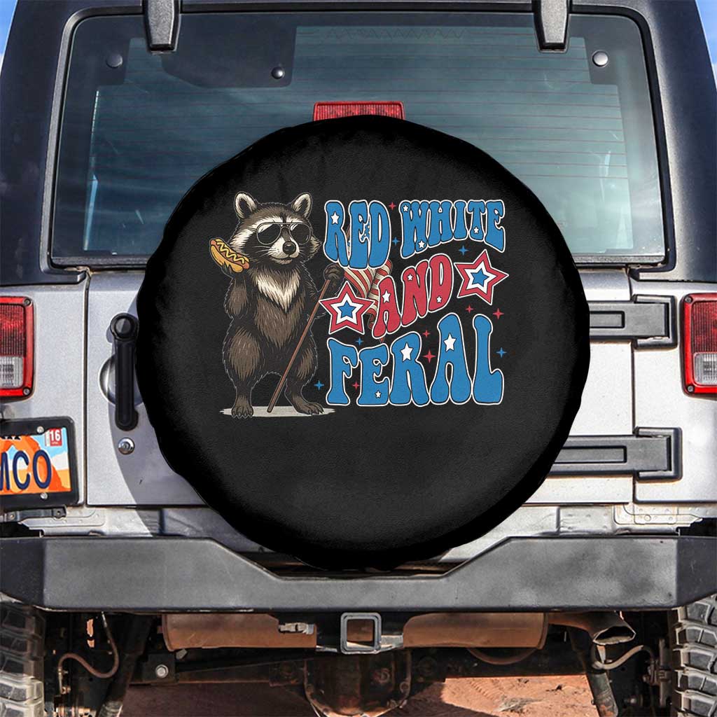 Funny Red White And Feral Spare Tire Cover Raccoon 4th of July Patriotic - Wonder Print Shop
