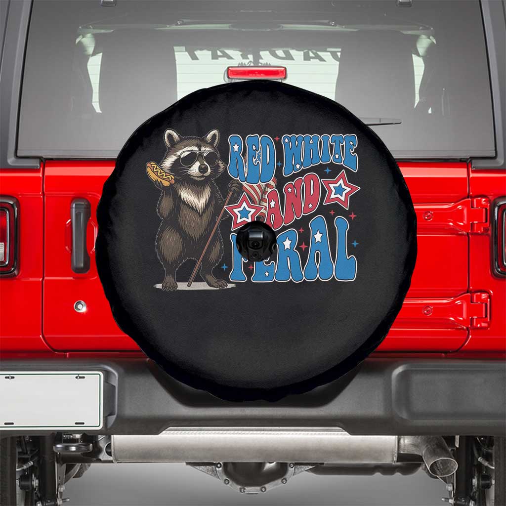 Funny Red White And Feral Spare Tire Cover Raccoon 4th of July Patriotic - Wonder Print Shop