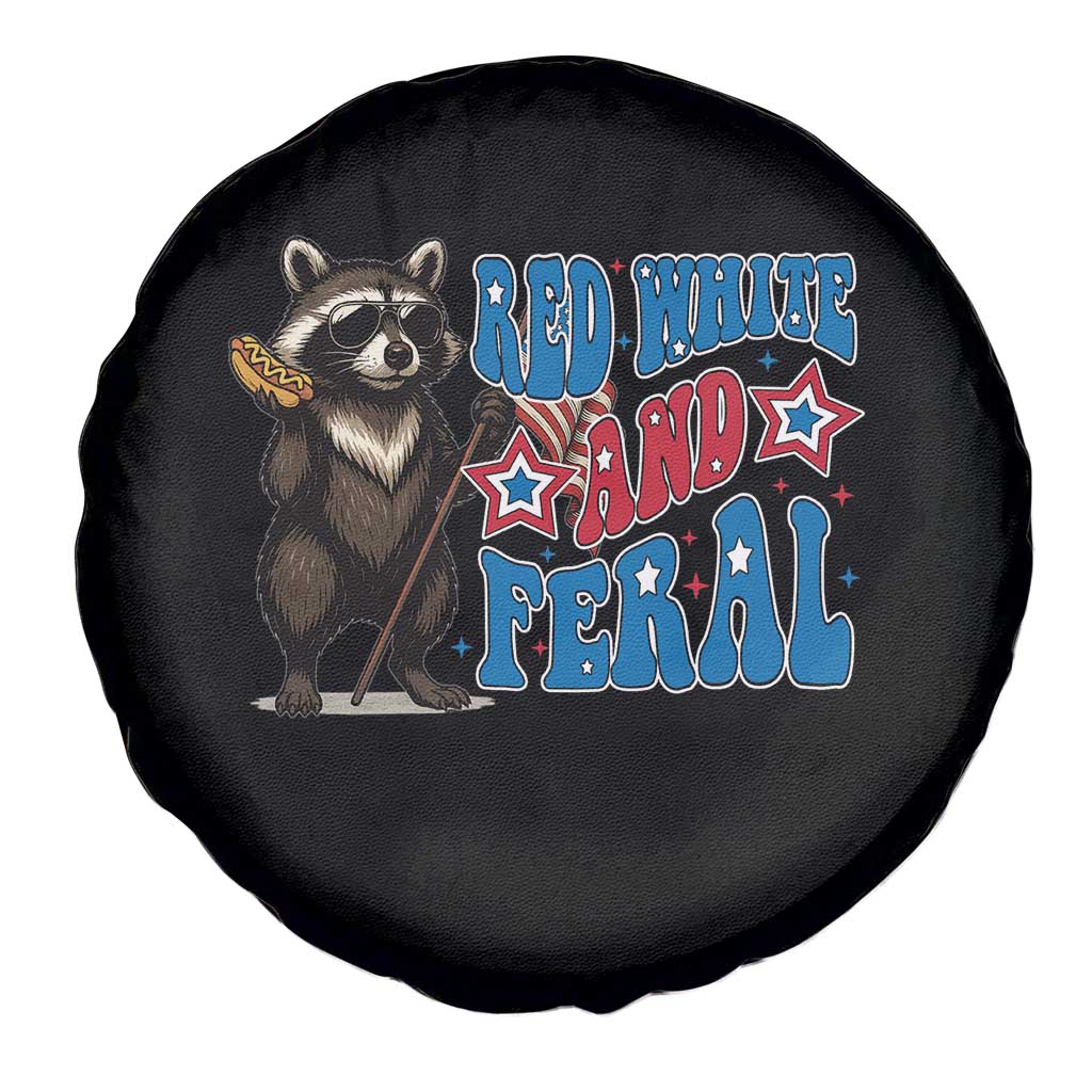 Funny Red White And Feral Spare Tire Cover Raccoon 4th of July Patriotic - Wonder Print Shop