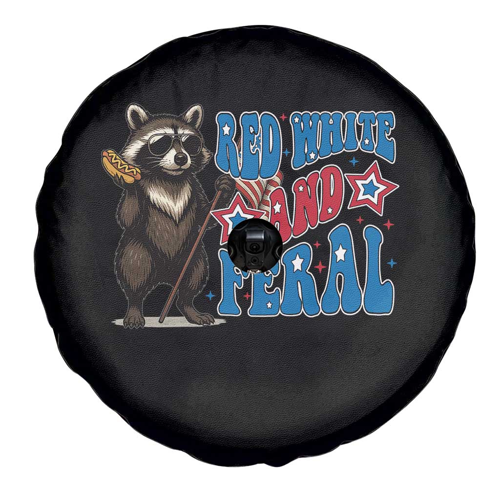 Funny Red White And Feral Spare Tire Cover Raccoon 4th of July Patriotic - Wonder Print Shop