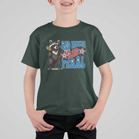Funny Red White And Feral T Shirt For Kid Raccoon 4th of July Patriotic - Wonder Print Shop