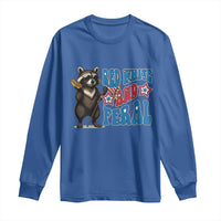 Funny Red White And Feral Long Sleeve Shirt Raccoon 4th of July Patriotic - Wonder Print Shop