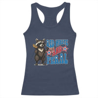 Funny Red White And Feral Racerback Tank Top Raccoon 4th of July Patriotic - Wonder Print Shop