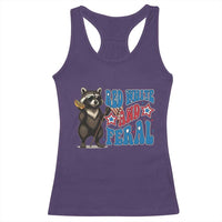 Funny Red White And Feral Racerback Tank Top Raccoon 4th of July Patriotic - Wonder Print Shop