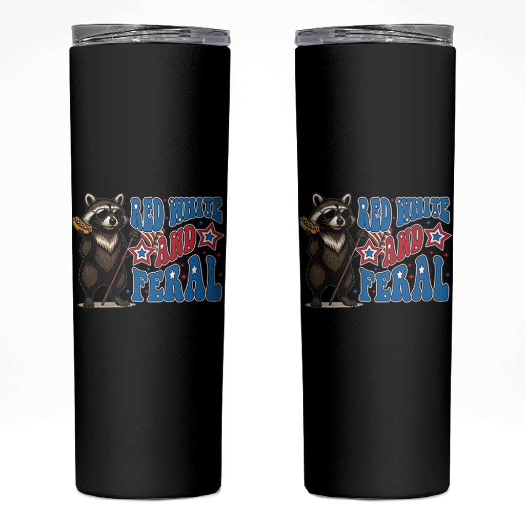 Funny Red White And Feral Skinny Tumbler Raccoon 4th of July Patriotic - Wonder Print Shop