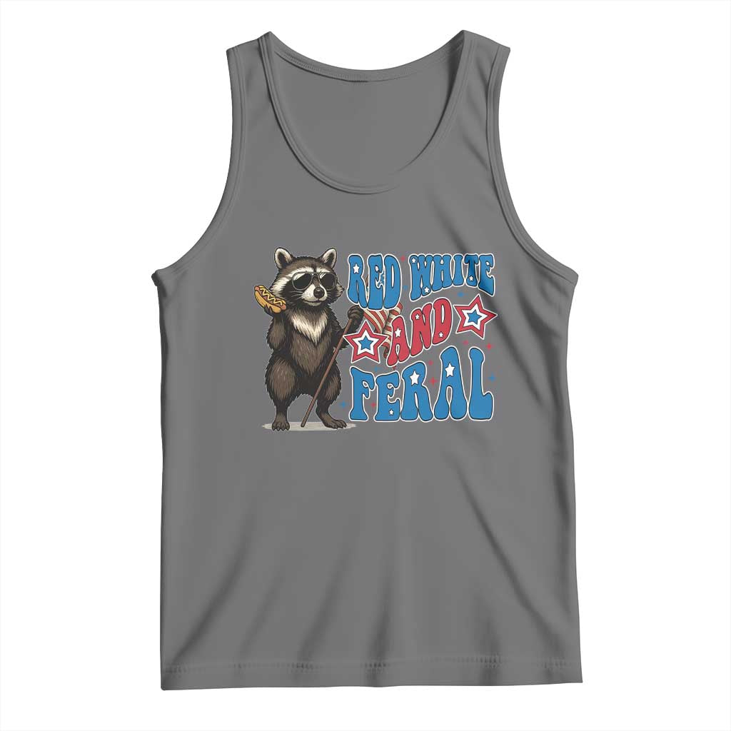 Funny Red White And Feral Tank Top Raccoon 4th of July Patriotic - Wonder Print Shop