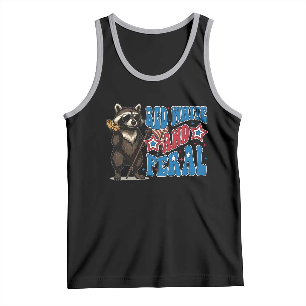 Funny Red White And Feral Tank Top Raccoon 4th of July Patriotic - Wonder Print Shop