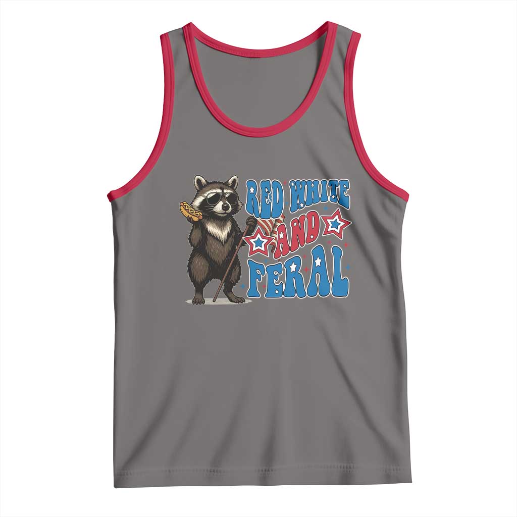 Funny Red White And Feral Tank Top Raccoon 4th of July Patriotic - Wonder Print Shop
