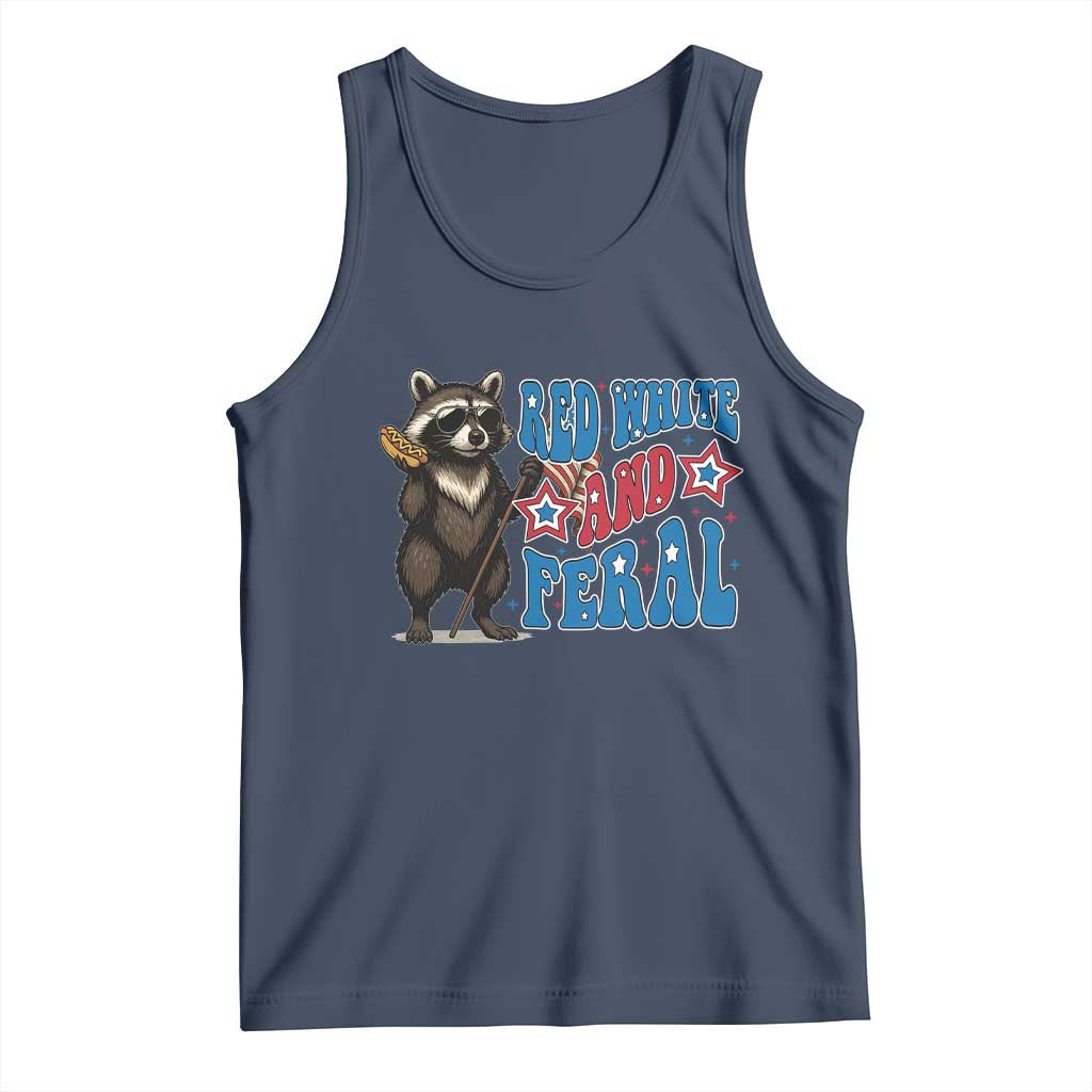 Funny Red White And Feral Tank Top Raccoon 4th of July Patriotic - Wonder Print Shop