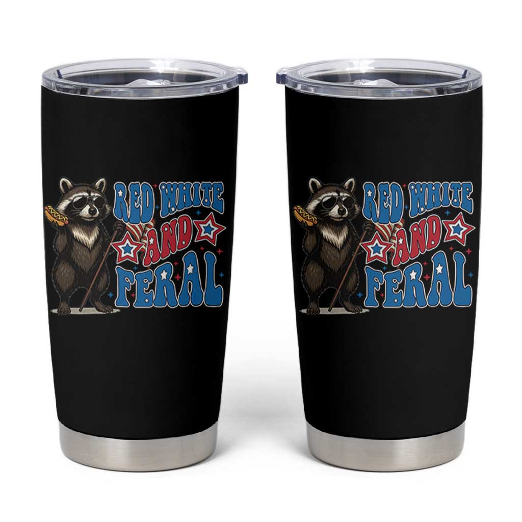 Funny Red White And Feral Tumbler Cup Raccoon 4th of July Patriotic - Wonder Print Shop